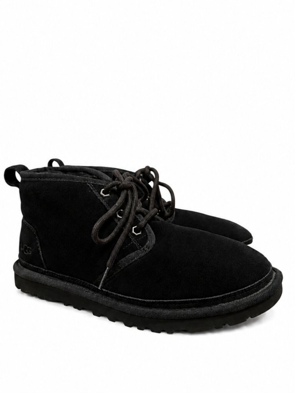 UGG Neumel Chukka Boots Women’s 8 Black Suede Shearling Lined Ankle Boots EUC